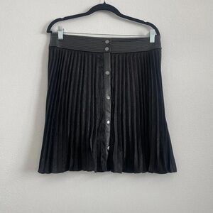 DKNY Black Pleated Midi Skirt